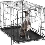 DUMOS Dog Crate, 36 Inch Medium Double Door Dog Cage with Plastic Leak-Proof Pan Tray, Folding Metal Wire Pet Kennel for Indoor, Outdoor, Travel