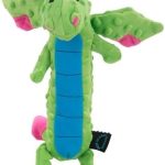 goDog Bubble Plush Skinny Dragons Squeaky Plush Dog Toy, Chew Guard Technology – Green, Large