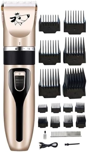 VCM Dog Clipper 2 in 1 Grooming Kit Electric Rechargeable Cordless Shaver Replaceable Paw Trimmer Blade Low Noise for Dog Cat Pet