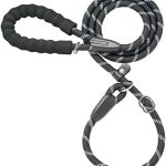 iYoShop Durable Slip Lead Dog Leash with Padded Handle and Highly Reflective Threads, No Pull Dog Training Leash, (1/2″ x 6 FT, Black)