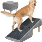 3-in-1 Dog Ramp 18.9″×17.7″×18.9″ with Storage – Pet Stairs for Senior & Injured Dogs & Cats, Hidden Storage Footstool, Ottoman Anti-Slip, Supports 220 lbs for Beds & Sofas