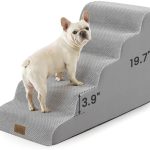 COZY KISS Dog Stairs for Small Dogs 19.7″ H, 5-Step Sturdy Foam Dog Steps for Couch, Bed or Sofa, Curved Pet Stairs for Puppy and Older Cat, Doggie Ladder with Washable Cover, 15.7x33x19.7 inch, Gray