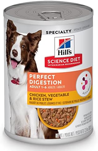 Hill’s Science Diet Adult 1-6 Perfect Digestion Wet Dog Food, Chicken, Vegetable, & Rice, 12.8 oz. Cans, 12-Pack