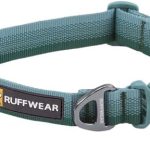 Ruffwear, Front Range Dog Collar, Adjustable Tubelok Webbing, Lightweight, Side Release Buckle, Aluminum V-Ring, Durable for Everyday Use, River Rock Green, 14″-20″