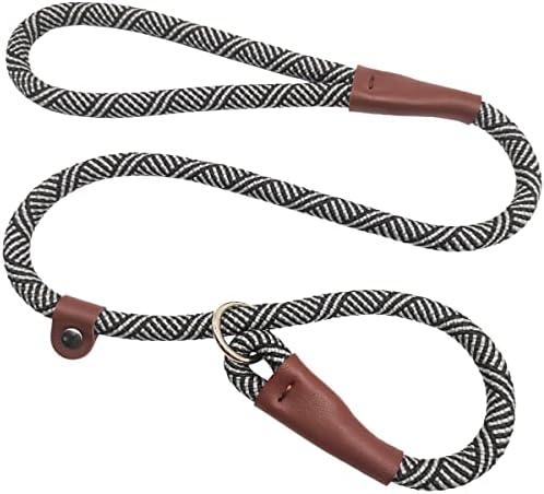 3 FT Slip Lead Dog Leash, 1/2 inch Rope Dog Walking and Training Short Lead, No Pull Strong Nylon Leash Great for Medium and Large Dogs(Black)
