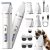oneisall 4 in 1 Dog Grooming Kit with LCD Display, Dog Hair Trimmer for Paw Nail Grinder, Rechargeable Cordless Low Noise IPX7 Waterproof Pet Clippers (White)