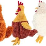 Best Pet Supplies Interactive Squeaky Dog Chew Toy, Ideal Dog Toys for Chewers, Small, Medium & Large Dogs, and Fetch Lovers – Crinkle Chicken (Brown, Beige, Wine Red), Large