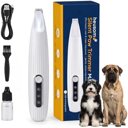 Silent Pet Paw Trimmer | Cordless Shaver for Dogs, Cats, Big & Small Animals with Light | Rechargeable Home and Salon Grooming Tool for Paws, Face, Ears, Butt
