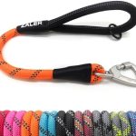 ZALER Short Dog Leash, 18 Inches Rope Traffic Leashes for Dogs, Reflective Dog Lead with O-Ring, Heavy Duty Pet Leash for Large and Medium Dogs (18” Orange)