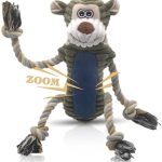 BUYPOW Funny Plush Dog Chew Toys, Squeaky Dog Toys, Interactive Tug of War Puppy Toys, Stuffed Dog Toys for Small, Medium and Large Dogs – Monkey