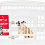 IRIS USA Dog Playpen with Door, 24” 4 Panel Pet Exercise Pen – Indoor Outdoor Puppy Play Pen, Portable Plastic Pet Fence for Small Medium Dogs, Foldable 35” x 35” x 24”, White