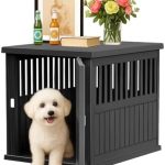 30 INCH Small Dog Crate Furniture Lockable Dog Kennel Indoor Dog Cage Plastic Pet Cage End Table for Small/Medium Dogs, Black