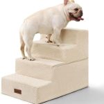 Aodisman Dog Stairs for Bed 18.5″ H, 4-Step Dog Steps for Small Dogs and Cats, Indoor Non-Slip Balanced Pet Stairs are Suitable for Puppy, Older Cat,Beige