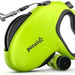 Pecute 32ft Retractable Dog Leash with Reflective Strips, 360° Tangle-Free, One-Button Control & Sturdiness Nylon Material, Long Leash Retractable with Poop Bag Holder for Medium Large Dog