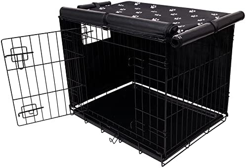 Pet Prime Dog Crate Cover Indoor/Outdoor Durable Windproof 600D Oxford Fabric Pet Kennel Cover Fit for 24 30 36 42 48 Inches Wire Dog Crate for Small and Large Dogs-Cover Only(24 Inch (24″x18″x19″))