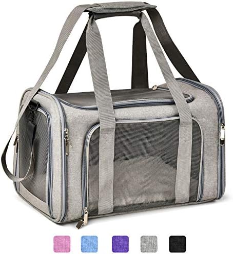 Henkelion Cat Carriers Dog Carrier Pet Carrier For Small / Medium Cats Dogs Puppies (Up To 15lbs), TSA Airline Approved Small Dog Carrier Soft Sided, Collapsible Waterproof Travel Puppy Carrier – Grey