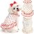 2 Pack Dog Cat Dresses for Small Dogs Girl Cute Heart & Floral Print Ruffle Sleeve Hem Breathable Stretchy Pet Puppy Cat Summer Clothes Outfits for Chihuahua Yorkie Teacup Extra Small Tiny Dogs