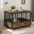 DWVO Dog Crate Furniture with Wheels, 43 Inch Dog Kennel Indoor Furniture End Table Dog Crate for Dogs, Farmhouse Decorative Wooden Dog Cage Table with Double-Doors, Chew-Resistant, Rustic Brown