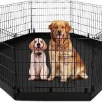 PJYuCien Dog Playpen with Bottom Pad – Metal Foldable Exercise Pen, 8 Panels 24″ H x 24″ W Indoor Outdoor Pet Fence Puppy Crate Kennel, Black