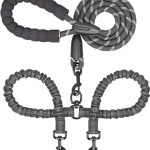 iYoShop Dual Dog Leash – 360° Swivel, No Tangle Walking Leash with Shock Absorbing Bungee for Two Dogs (Large, 25-150 lbs, Black)