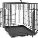 30/36/42 Inches Double Door Dog Crate Folding Metal Wire Dog Kennel Cage with Tray for Small/Medium/Large Dogs Indoor Outdoor Travel Use