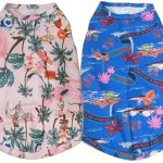 Dog Cooling Shirts, Large Dog Shirts, Dog Clothes for Boy Girl Dogs, Dogs Cooling T-Shirts for French Bulldog, Beagle, Dog Summer Shirts Hawaiian, Quick Dry Shirt for Dogs (L, 2 Pcs)