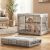 ZOMISIA Collapsible Dog Crate for Dogs – 28″ L Heavy Duty Dog Kennel No Tools Required with 4 Sides Steel Foldable Cage for Dogs Indoor Furniture, Portable Carrier with 2 Smooth Wheels, Beige