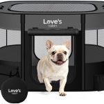 Love’s cabin Pet Puppy Dog Playpen, Small Dog Tent Crates Cage Indoor/Outdoor, Portable Exercise Playpen for Cat, Foldable Pop Up Dog Kennel Playpen with Carring Case (S, Grey)