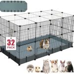 32 Panels Small Animal Playpen,47.5″ x 23.7″ x 31.5″ Pet Playpen with Upgrade Waterproof Mat,C&C Cage for Guinea Pigs, Rabbit/Bunny Cage, Bunny/Puppy Play Pen, Indoor Outdoor Portable Metal Fence