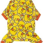 Fitwarm Funny Duck Dog Pajamas, Dog Winter Clothes for Small Dogs Girl, Lightweight Velvet Pet Jumpsuit, Cat Onesie, Yellow, Medium