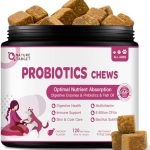 NATURE TARGET Probiotics for Dogs & Digestive Enzymes for Digestive Health – Plus Fish Oil & Vitamins Supplement for Allergies & Immune & Itchy Skin, 120 Chicken Flavor Probiotic Soft Chews