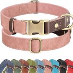 Didog Soft PU Leather Dog Collars for Small Dogs,Classic Adjustable Dog Collars with Quick Release Metal Buckle,Easy Clean and Comfortable with Nylon Lining,Pink,S Neck 11-15″