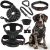 LOBEVE No Pull Dog Harness, Collar & Leash Set | Includes Dog Seat Belt, Collapsible Bowls & Poop Bag Dispenser. Ideal for Training, Walking, Hiking. Fits Small to Large Dogs(Black-L)