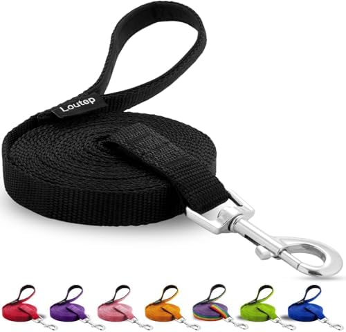 Dog Training Leash – Long Line for Recall & Obedience, Nylon Training Lead with Padded Handle, 15 ft / 20 ft / 30 ft / 50 ft / 100 ft – Long Leash for Dogs Outside, Small/Medium/Large