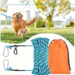 50ft Dog Tie Out Cable, Dog Leash, Long Leash for Dogs Outside, Lead for Camping, Tether for Yard, Line (Blue)
