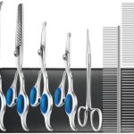 Niura Pet Grooming Scissors Set – Professional Stainless Steel Grooming Kit with Curved, Straight, Thinning, Round Tip Scissors, Combs, Ear Cleaning Hemostat Forceps & Storage Bag
