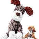 2026 New Dog Toys, Indestructible Plush Dog Toy for Aggressive Chewers, Interactive Squeaky Soft Puppy Chew Toy, Durable Teething Toys for Small Medium Large Dogs (Brown)