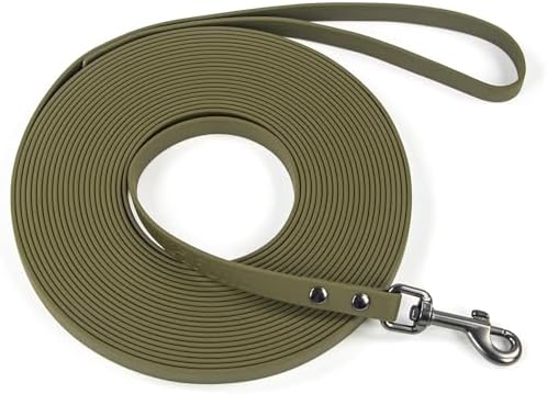 WOLFONE Waterproof PVC Dog Leash, Long Training Lead 33FT Heavy Duty Tangle-Free Nylon Core, Easy Clean Rubber Coated Leash for Small Medium Large Dogs, Outdoor Training