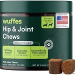 Wuffes Advanced Dog Hip and Joint Supplement with Glucosamine, Chondroitin, Omega 3, MSM, and Green Lipped Mussel, 30 Pork Flavored Chews for Large Dog Breeds