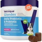 Vetnique Glandex Dog Probiotic Chews, Daily Probiotics for Dogs 5 Strains, Prebiotics & Digestive Enzymes for Gut & Immune Health, Vet Formulated for Occasional Diarrhea (60ct Chews, Probiotic Chews)