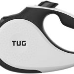 TUG Tiny 360° Tangle-Free Retractable Dog Leash with Anti-Slip Handle | 10 ft Nylon Tape| One-Handed Brake, Pause, Lock (White)
