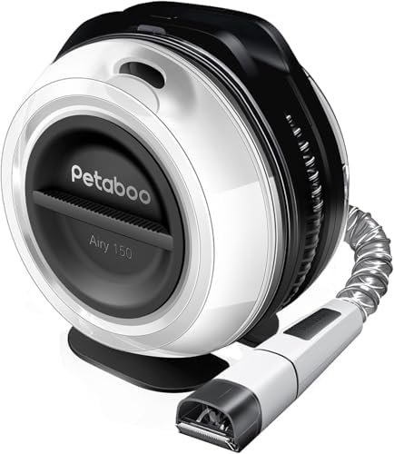 petaboo Cordless Dog Grooming Vacuum, Pet Grooming Kit with Clippers Nail Grinder,Low Noise,Dog Vacuum for Shedding Grooming for Home Outdoor Car (Black5-IN-1)