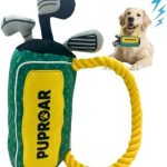 PUPROAR Golf Dog Toy, Funny Dog Birthday Gift with Rope, Cute Squeaky Puppy Toy
