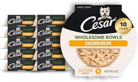 Cesar Wholesome Bowls Adult Wet Dog Food, Chicken, Recipe, Wet Food for Dogs, 3 Oz. Bowls, 10 Count