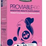 Nutramax Proviable Probiotics for Dogs and Cats, Daily Digestive Health Supplement with Multiple Strains of Bacteria, Cat and Dog Probiotics Plus Prebiotics, 30 Capsules