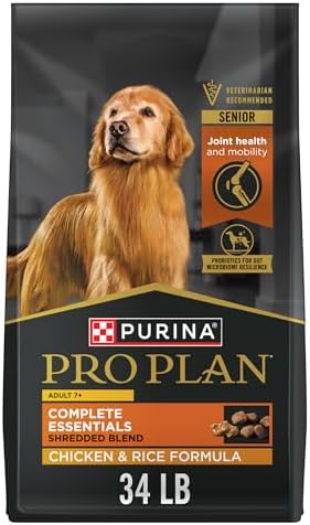Purina Pro Plan Senior Dog Food With Probiotics for Dogs, Shredded Blend Chicken & Rice Formula – 34 lb. Bag