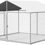 7.8’x7.8′ Large Outdoor Dog Kennel, Heavy Duty Dog Enclosure with Roof, Weather Resistant Cover and Security Lock(93″x93″)