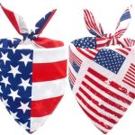2PCS Dual-Layer Design Patriotic Dog Bandanas Outfit,Large Summer Triangle Reversible Memorial Day Independence Day American Flag 4th of July Scarf for Big Boy and Girl Dogs Red White Blue