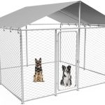 10×10 FT Outdoor Dog Kennel Heavy Duty Steel Dog House with Waterproof Roof, Secure Lock & UV Resistant Large Dog Cage for Garden, Patio, Backyard (124x124x87IN)