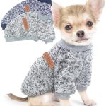 2 Pieces Dog Sweaters for Small Dogs Fall Dog Clothes Male Winter Fleece Pet Sweaters Warm Thick Puppy Outfit Small Dog Sweater for Boy Girl Dogs Teacup Dog, Yorkie, Chihuahua, Pug, XXS,Grey Navy